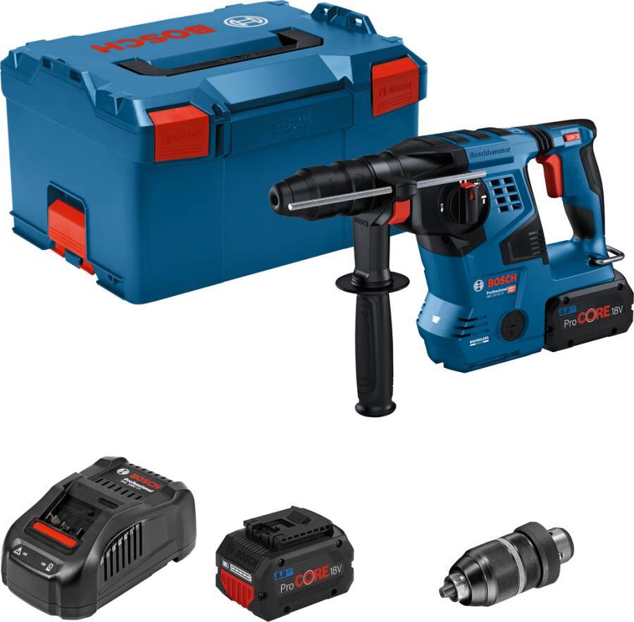 Akku-Bohrhammer GBH 18V-28 CF mit Wechselfutter 0611921002 Typ Set Lieferumfang 2 x 8.0Ah PC, GAL1880CV, Wechselfutter S
