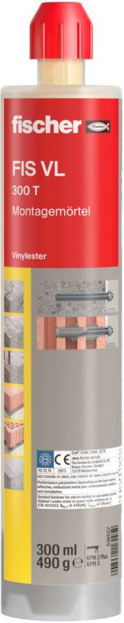 Montagemörtel FIS VL 519557 Typ Montagemörtel FIS VL 300 T DIBt - ETA x Inhalt 1 Kartusche 300 ml, 2x Statikmischer FIS