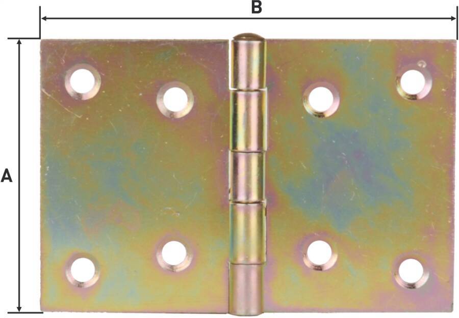 Scharnier, breit 0559505 A 40 mm B 58 mm Stärke 0,9 mm Anzahl Löcher 6 Loch-Ø 4,5 mm Gewicht 0,021 kg