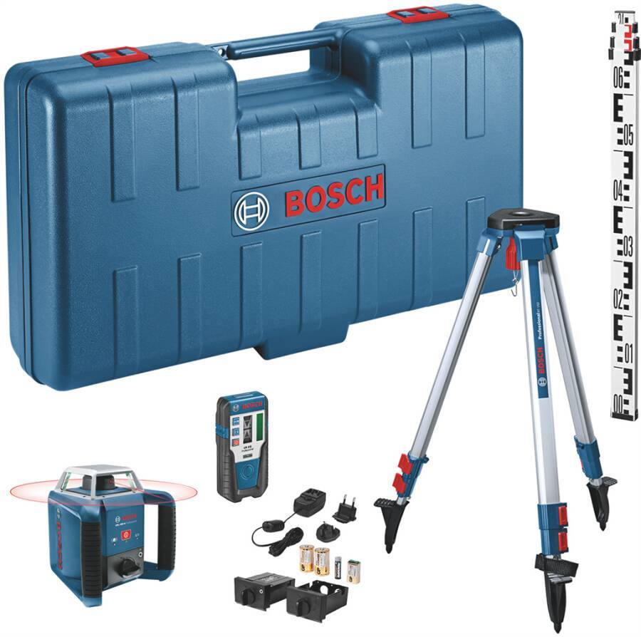 Rotationslaser GRL 400 H 061599403U Typ GRL 400 H Set Lieferumfang 1x NiMH Akku, 9V 6LR61 Batterie, 2x 1,5-V-LR20-Batter