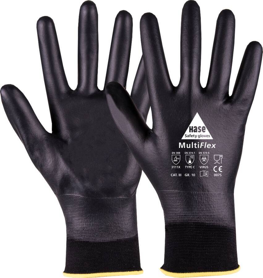 Feinstrick-Schutzhandschuh MultiFlex 508666-10 Größe 10 Farbe schwarz Trägermaterial Nylonfeinstrick Gauge 18 Mat.-Stä