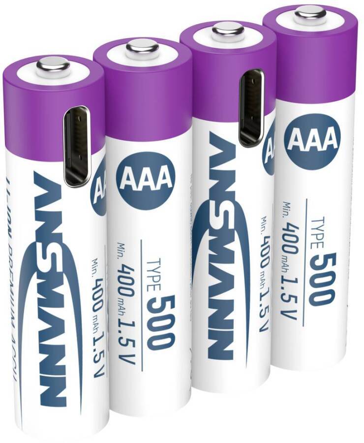Akkus Li-Ion USB-C Ansmann 8776703 Typ Micro Bezeichnung AAA Form LR03 Kapazität 500 mA