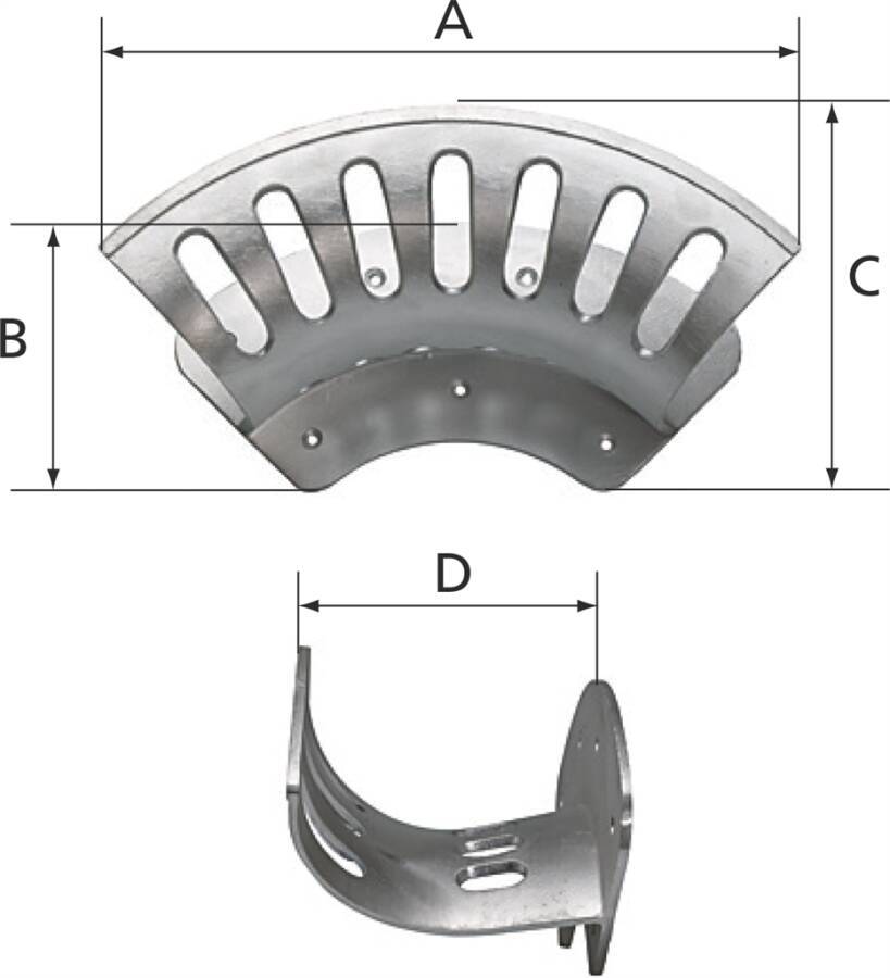 Schlauchhalter 113985 Ausführung SH03 groß A 348 mm B 157 mm C 151 mm D 137 mm max. Schlauchaufnahmemenge bei NW 13, 45
