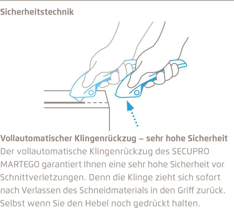 Sicherheitsmesser SECUPRO MARTEGO 122001.02 Typ SECUPRO MARTEGO Breite 18 mm Länge 155 mm Höhe 48,5 mm Klingenstärke 0