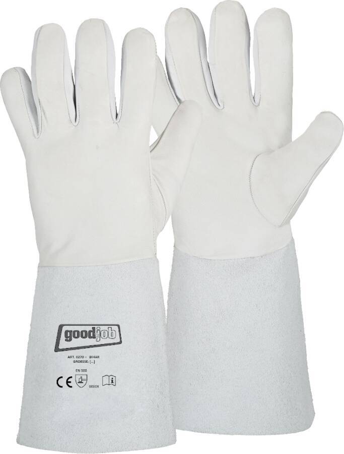 Vollnappaleder-Schutzhandschuh mit Spaltlederstulpe 71030809 Größe 09 Farbe naturfarben Trägermaterial Vollnappaleder mi