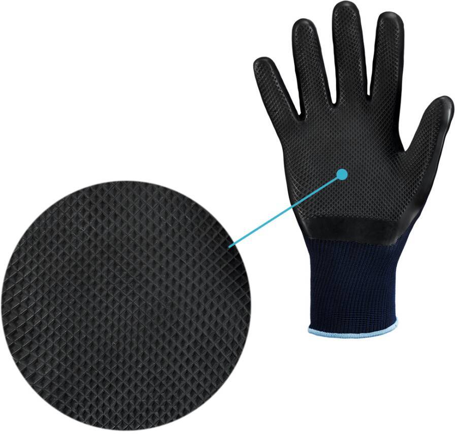 Feinstrick-Schutzhandschuh Latex Gridster 71065411 Größe 11 Farbe dunkelblau/schwarz Trägermaterial Polyester Gauge 13 M
