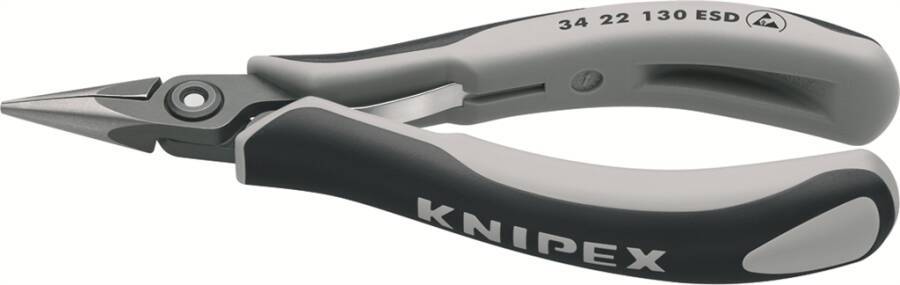 KNIPEX Seitenschneider, grau und schwarz mit kurzen abgewinkelten Backen, gezeigt auf weißem Hintergrund.