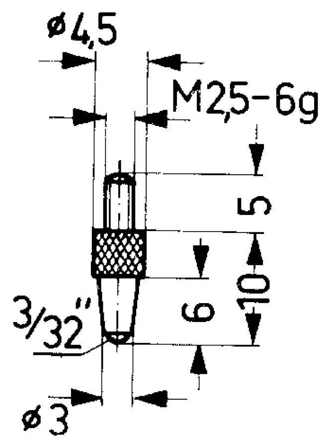 Messtastereinsätze M 2,5 (für Messuhren) 62027 Typ 21