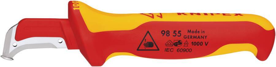 Rot- und gelb isolierter Kabelschneider als Handwerkzeug, gekennzeichnet mit 1000 V und IEC 60900.