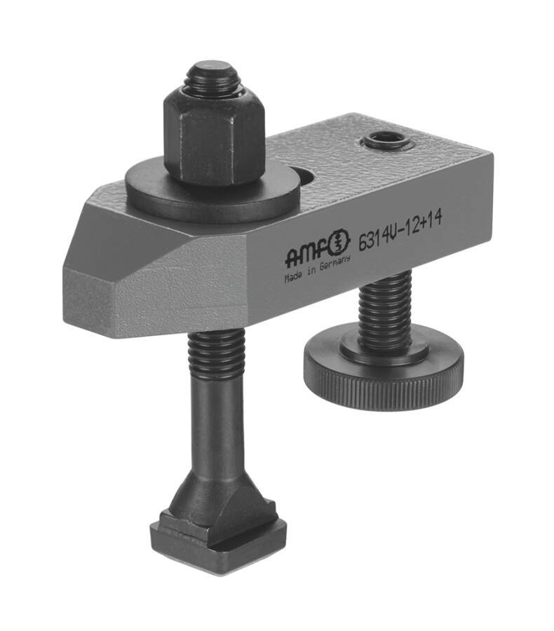 Spanneisen abgeschrägt mit verstellbarer Stützschraube 70284 a 14 mm h 10 - 38 mm b1 x l 14 x 100 Nutenschrauben M 12 x