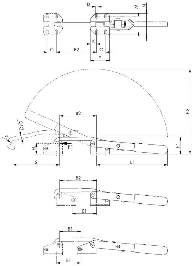 Verschlussspanner 94540 Größe 3 Haftkraft 3,0 kN Verstellweg 12 mm Höhe 36,0 mm