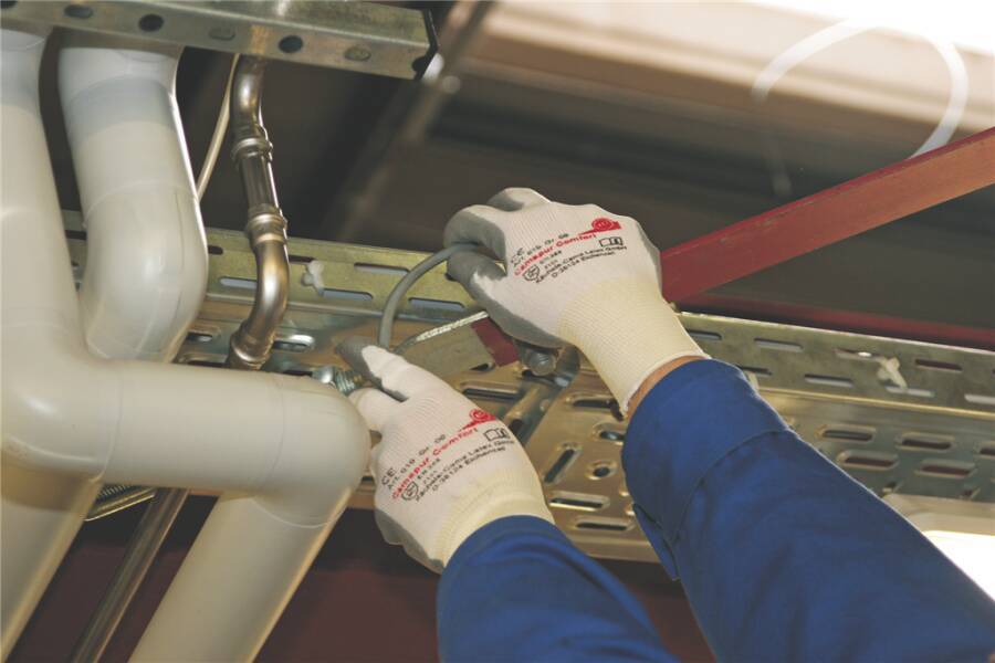 Schutzhandschuh Camapur® Comfort 616/619/626 061906941E Größe 06 Farbe weiß/grau Trägermaterial Polyamid-Trikot Mat.-S