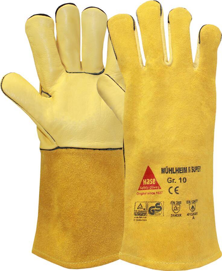 Rindnarbenleder-Schutzhandschuh Mühlheim II 301110-11 Größe 11 Farbe gelb Trägermaterial Rindnarben / Spaltleder Gauge
