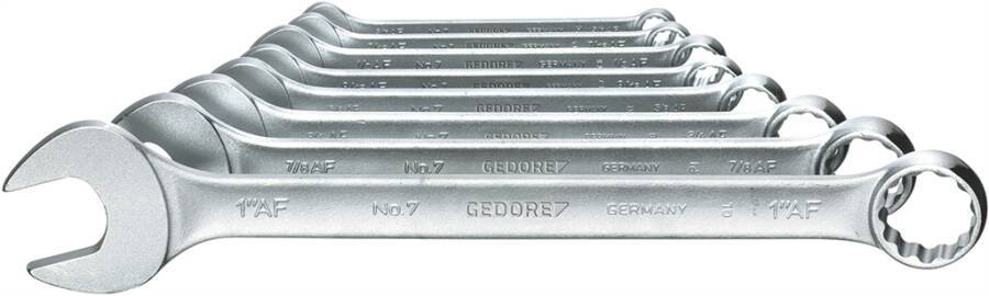 Ringmaulschlüsselsatz Zollgrössen 6091450 SW 3/8, 7/16, 1/2, 9/16, 5/8, 3/4, 7/8, 1 Zoll Ausführung 8-tlg.