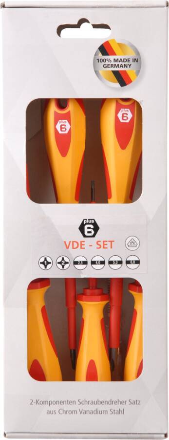 VDE-Schraubendrehersatz plus6 mit 2-Komponentengriff 43069 Ausführung Schlitz/PH Set 6-tlg. Inhalt Schlitz 2,5 - 4 - 5,5