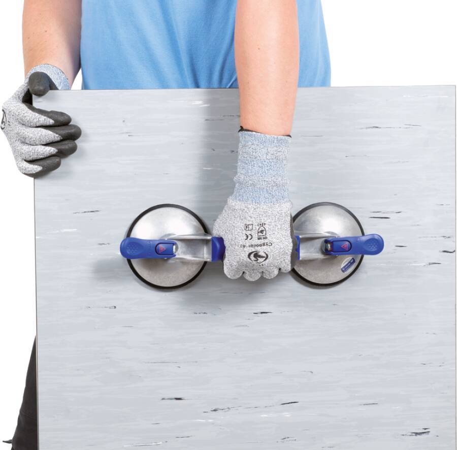 Saugheber VERIBOR Aluminium 602.40BL Typ Kipphebelsaugheber Tragkraft 60 kg Ausführung 2 Köpfe, mit integrierter Vakuuma