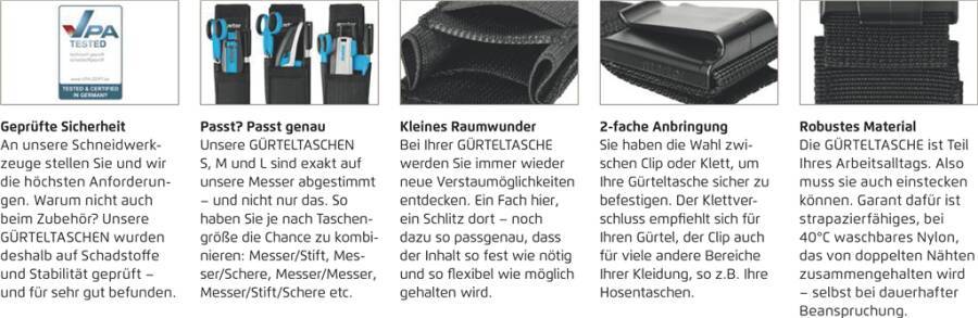 Gürteltasche mit Clip 9921.08 Größe M passend für alle kleinen bis mittleren MARTOR-Messer Maße 215 x 60 x 28 mm Gewicht