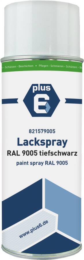 Dose Lackspray Plus E mit der Bezeichnung „Lackspray RAL 9005 tiefschwarz