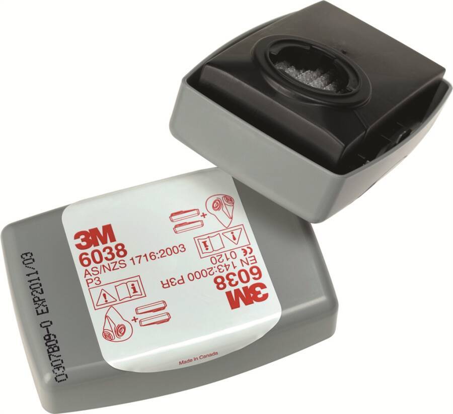 Partikelfilter 3M™ 6038 Filter 6038 Schutzstufe P3R mit Aktivkohle Schutz gegen feste und flüssige Partikel mit zusätz