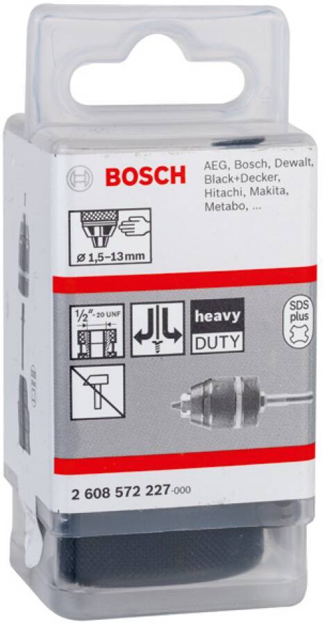 Schnellspann-Bohrfutter mit SDS + Adapter 2608572227 Spannweite 1,5-13 mm Aufnahme 1/2``x20 / SDS-plus Typ Rechts/Linksl