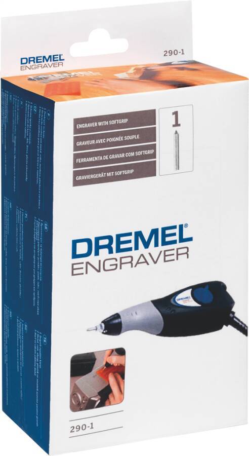 Gravierer 290-1 F0130290JM Lieferumfang Dremel Gravierer, auswechselbare Karbidspitze, Buchstaben- und Zahlenschablonen