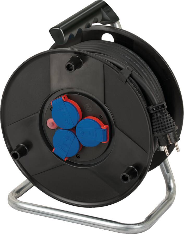 Kabeltrommel H07RN 87154 Farbe schwarz Ausführung Kabeltrommel Kunststoff Zuleitung H07RN-F 3G1,5 Länge 40 m Steckdose 3