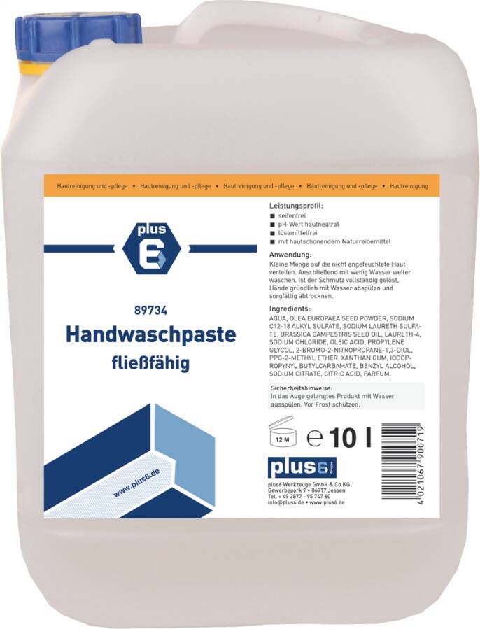 Handwaschpaste plus6 fließfähig 89734 Inhalt 10 l Ausführung parfümiert Gebinde Kanister