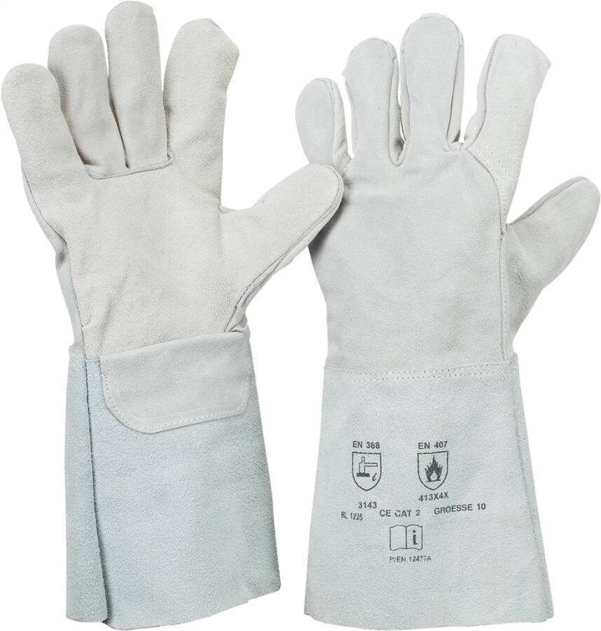 5-Finger-Spaltleder-Schutzhandschuh 71030500 Größe 10 Farbe natur Trägermaterial Rindspaltleder Gauge - Mat.-Stärke - mm