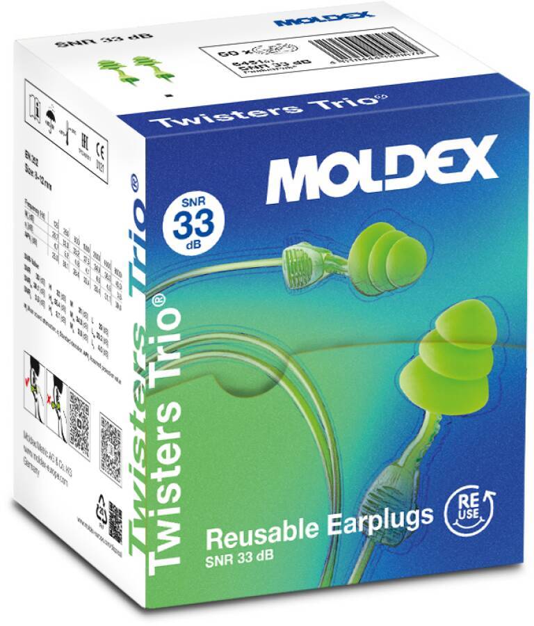 Gehörschutzstöpsel Twisters® Trio Cord 645101 Größe uni Inhalt 1 Paar Stöpsel mit Kordel, verpackt in PocketPak® Aufbewa