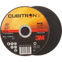 Trennscheibe 3M™ Cubitron™ II gekröpft 7100228958 Ø 125 mm Breite 2,5 mm Bohrung 22,23 mm Ausführung gekröpft Trennscheibe 3M™ Cubitron™ II gekröpft 7100228958 Ø 125 mm Breite 2,5 mm Bohrung 22,23 mm Ausführung gekröpft