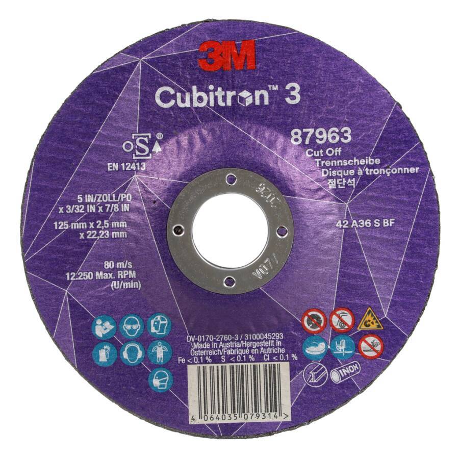 Trennscheibe 3M™ Cubitron™ III gekröpft 87963 Ø 125 mm Breite 2,5 mm Bohrung 22,23 mm Ausführung gekröpft