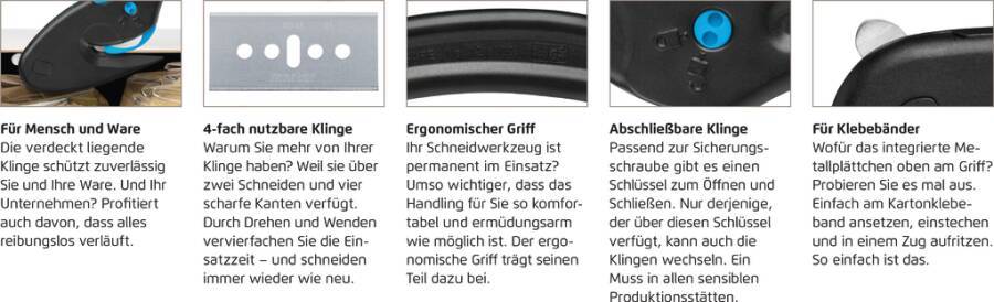 Sicherheitsmesser SECUMAX EASYSAFE 121001.02 Typ SECUMAX EASYSAFE Breite 10 mm Länge 207 mm Höhe 66 mm Klingenstärke 0