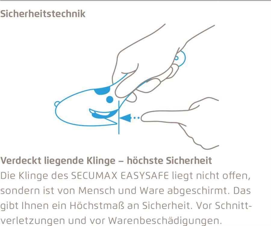 Sicherheitsmesser SECUMAX EASYSAFE 121001.02 Typ SECUMAX EASYSAFE Breite 10 mm Länge 207 mm Höhe 66 mm Klingenstärke 0