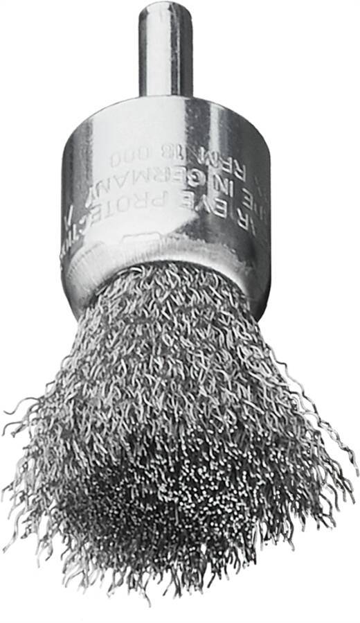 Pinselbürste mit Schaft, gewellter Draht 453161 Ausführung Stahldraht Ø 23 mm Länge 68 mm Drahtstärke 0,3 mm Drehzahl ma