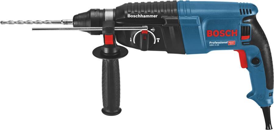 Bohrhammer GBH 2-26 06112A3000 Lieferumfang Maschinentuch, Zusatzhandgriff, Tiefenanschlag 210mm, Handwerkerkoffer Nenna
