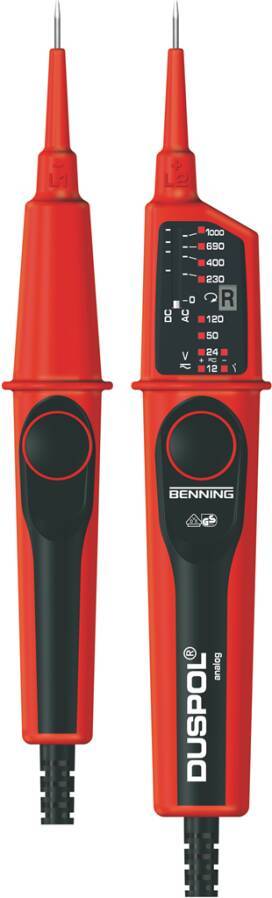 Spannungsprüfer Duspol 050261 Typ analog Anzeige 12, 24, 50, 120, 230, 400, 690, 1.000 V AC/ DC, mit Tauchspule/ LED Übe