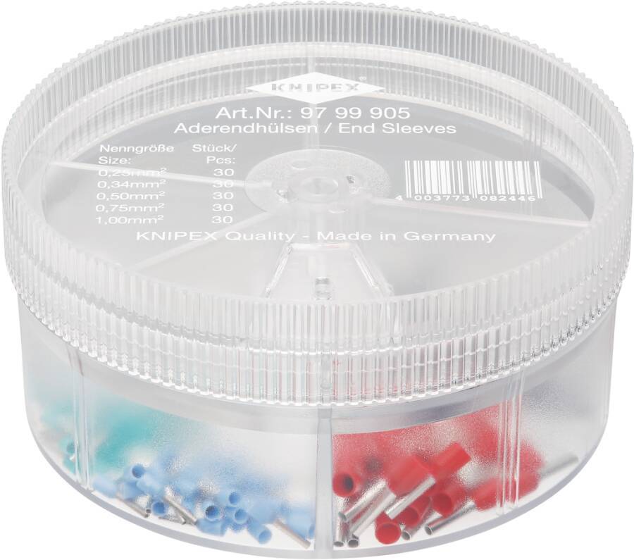 Aderendhülsen-Sortiment isoliert und unisoliert 97 99 905 Ausführung isoliert Inhalt 30 Stück 0,25mm² x 6mm x 10mm//