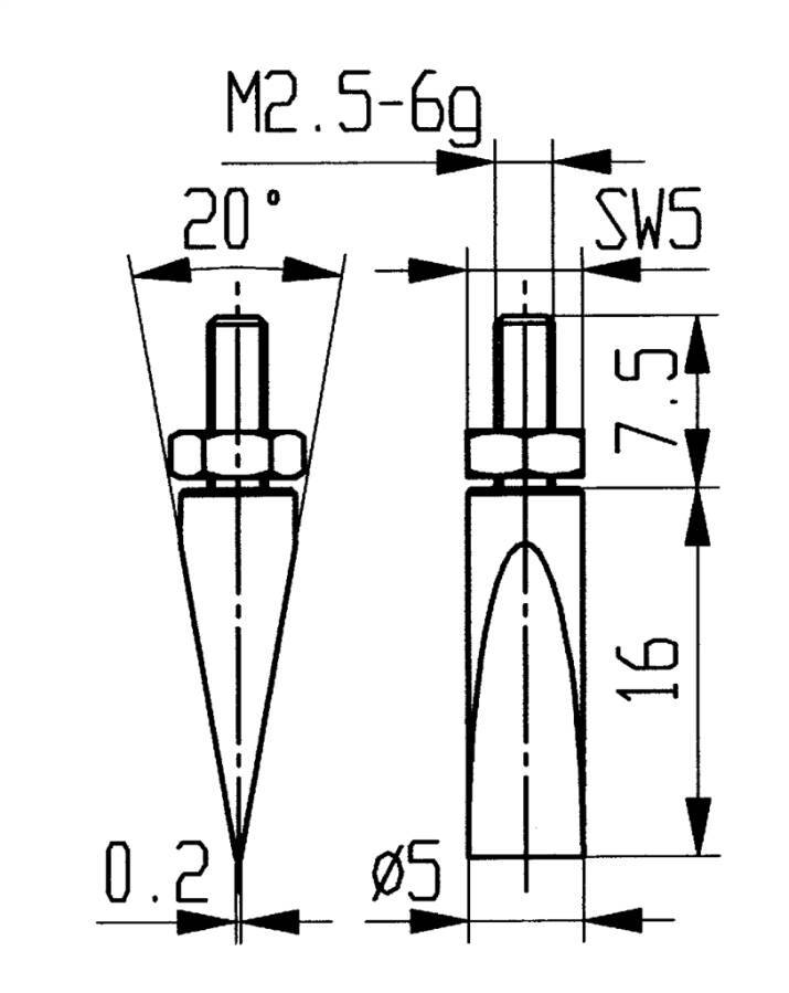 Messtastereinsätze M 2,5 (für Messuhren) 62073 Typ 20