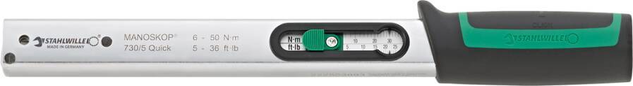 Drehmomentschlüssel MANOSKOP® 730 Quick 50184005 Anzugswert 6 - 50 Nm Antriebsvierkant - Länge 333 mm Skaleneinteilun