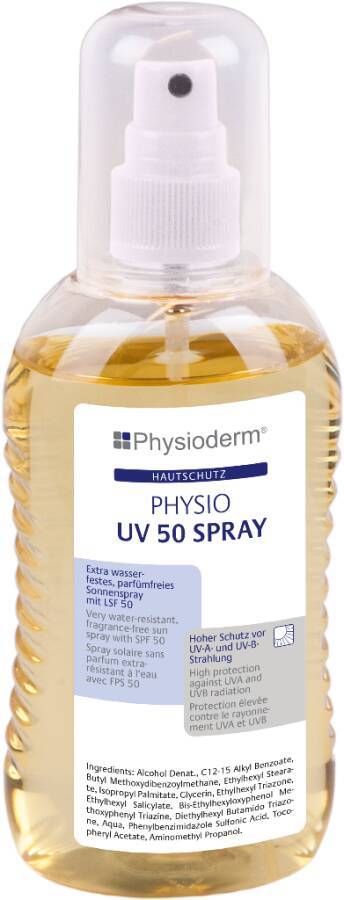 Hautschutzspray PHYSIO UV 50 SPRAY 14286-001 Inhalt 200 ml Ausführung unparfümiert Gebinde Pumpsprühflasche