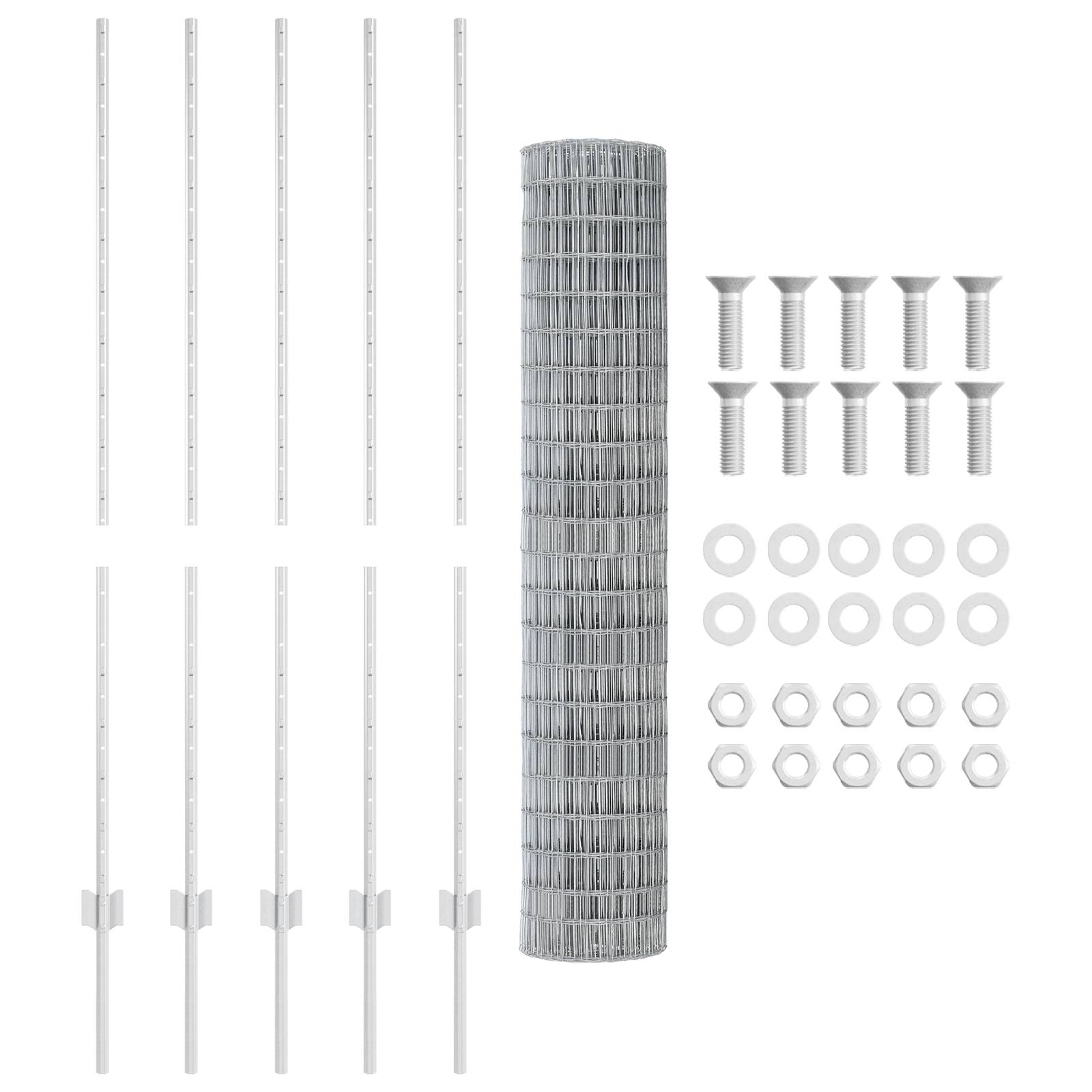 vidaXL Eurozaun mit 10 U-Pfosten Silber 1,4x10 m Stahl