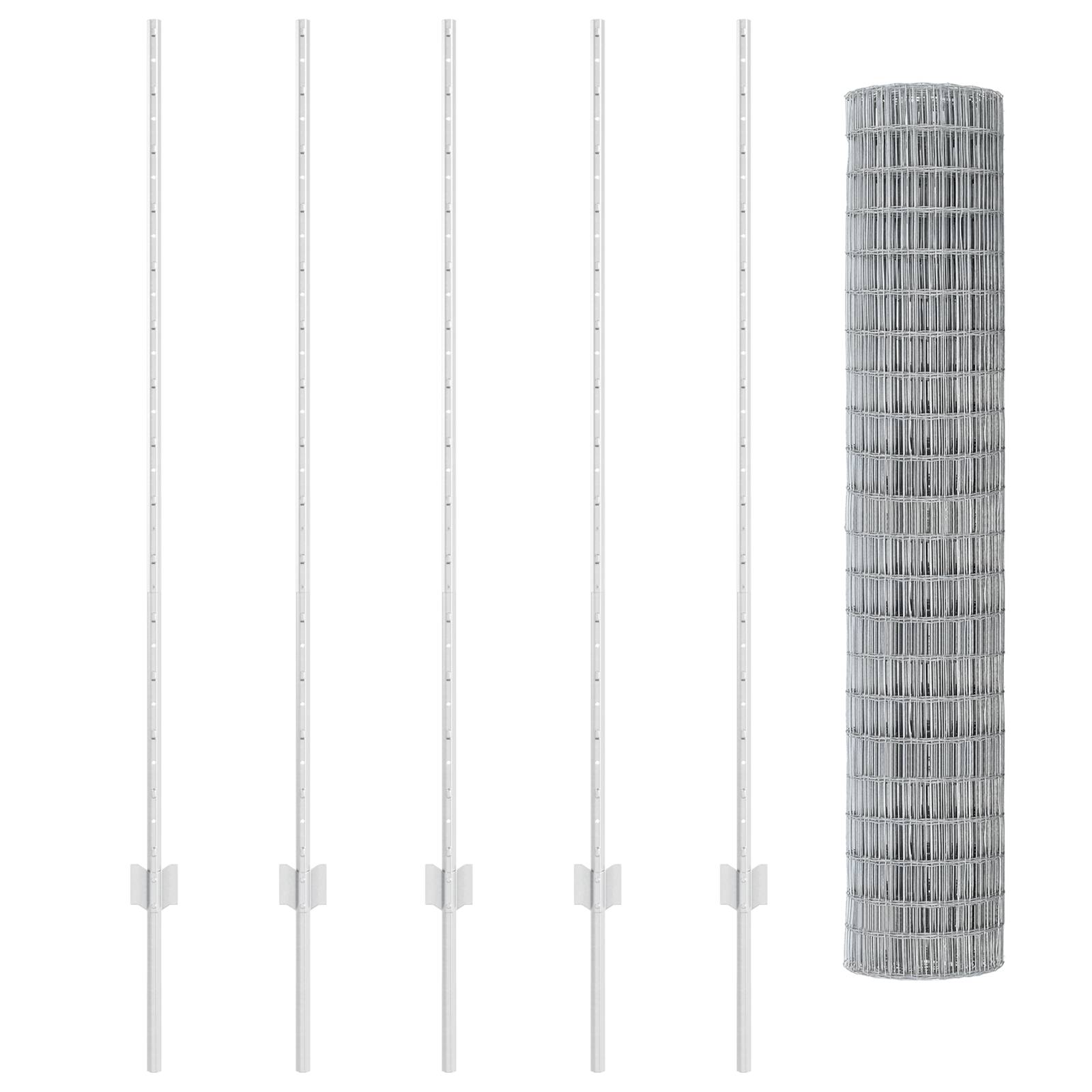 vidaXL Euro-Zaun mit 10 U-Posten Silber 1,4x10 m Stahl