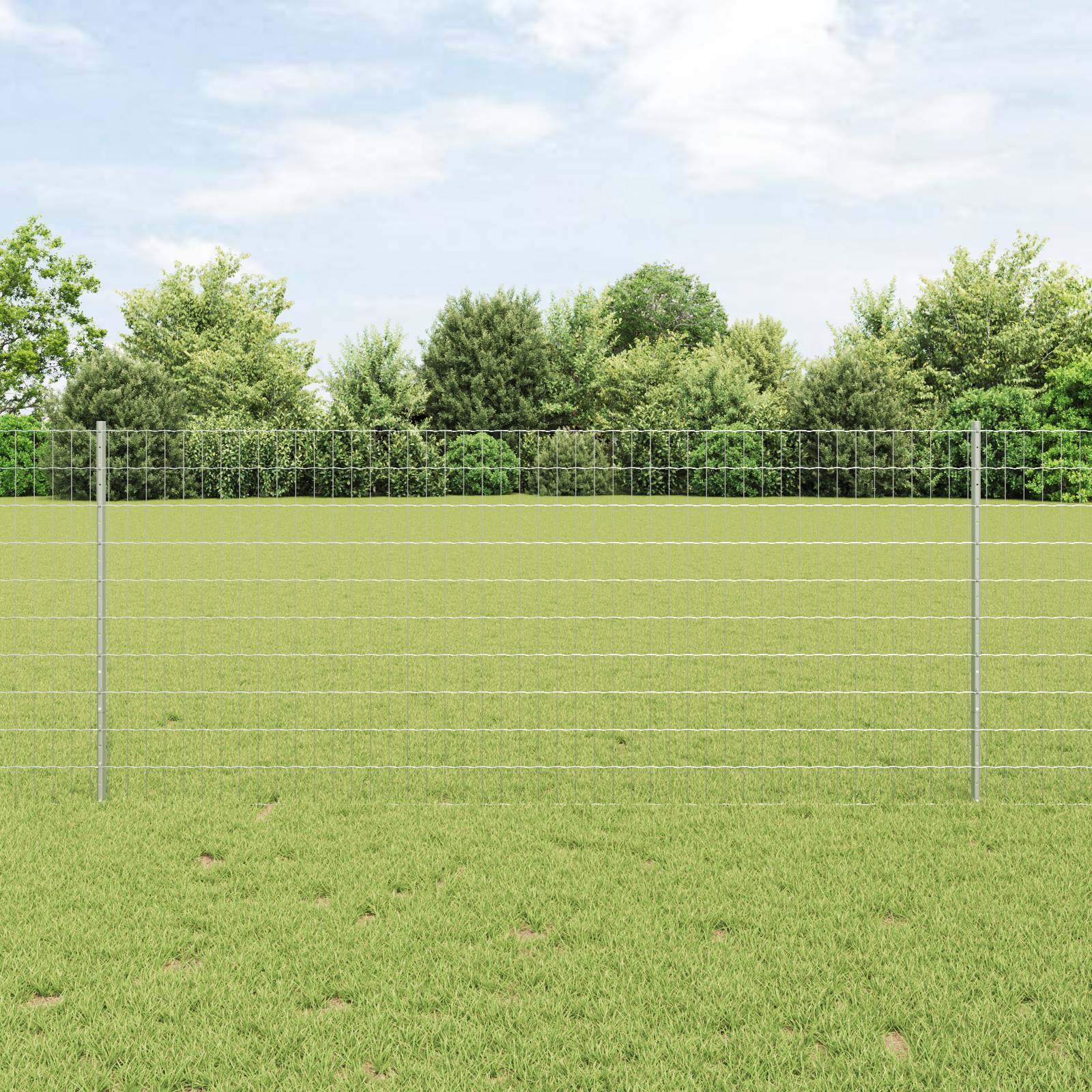 vidaXL Euro Zaun mit 10 U-Pfosten Silber 1x10 m Stahl