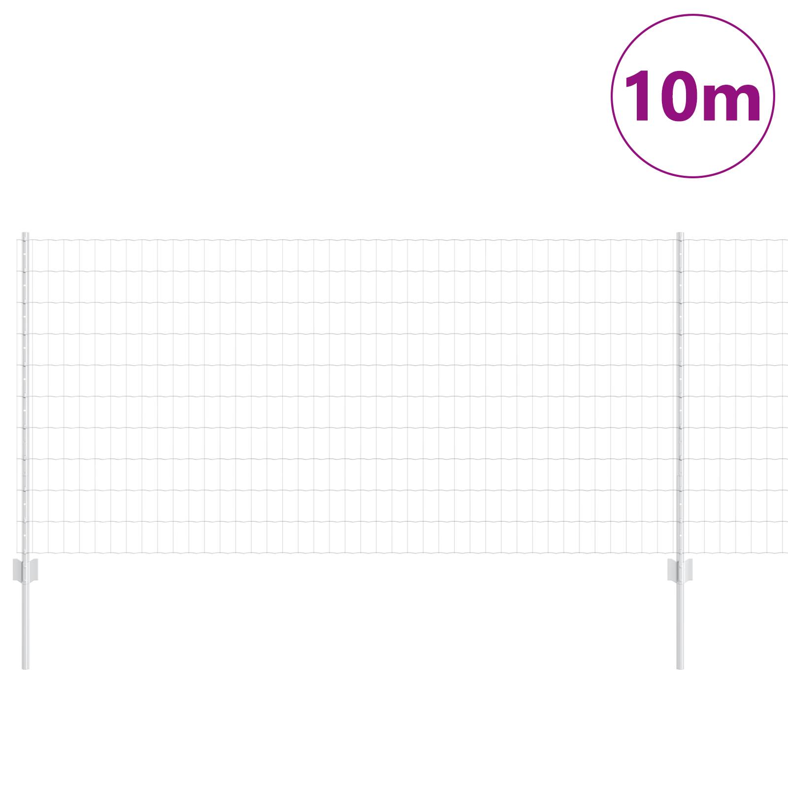 vidaXL Euro Zaun mit 10 U-Pfosten Silber 1x10 m Stahl