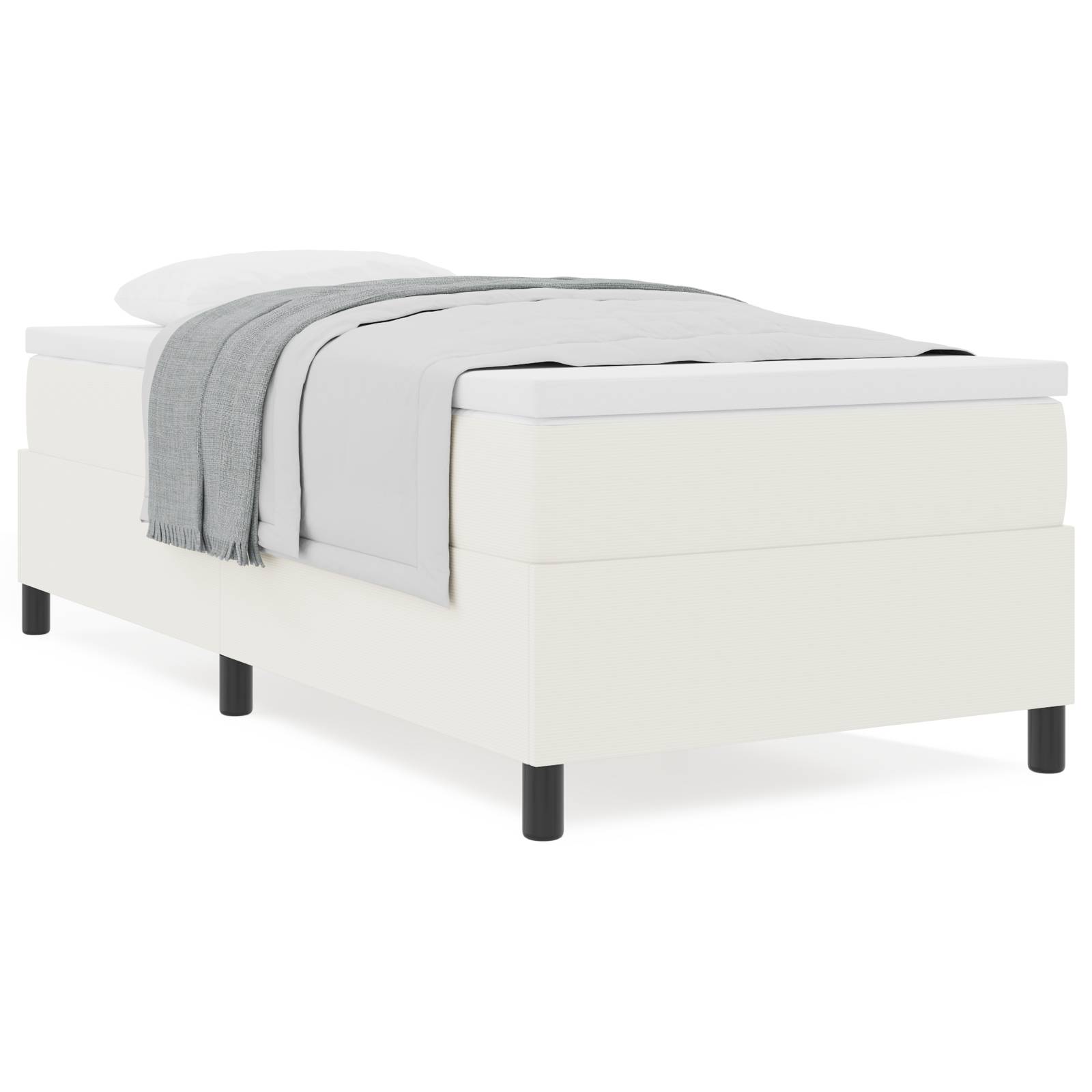 vidaXL Boxspringbett mit Matratze in Creme, 90 x 200 cm, aus Cord-Stoff