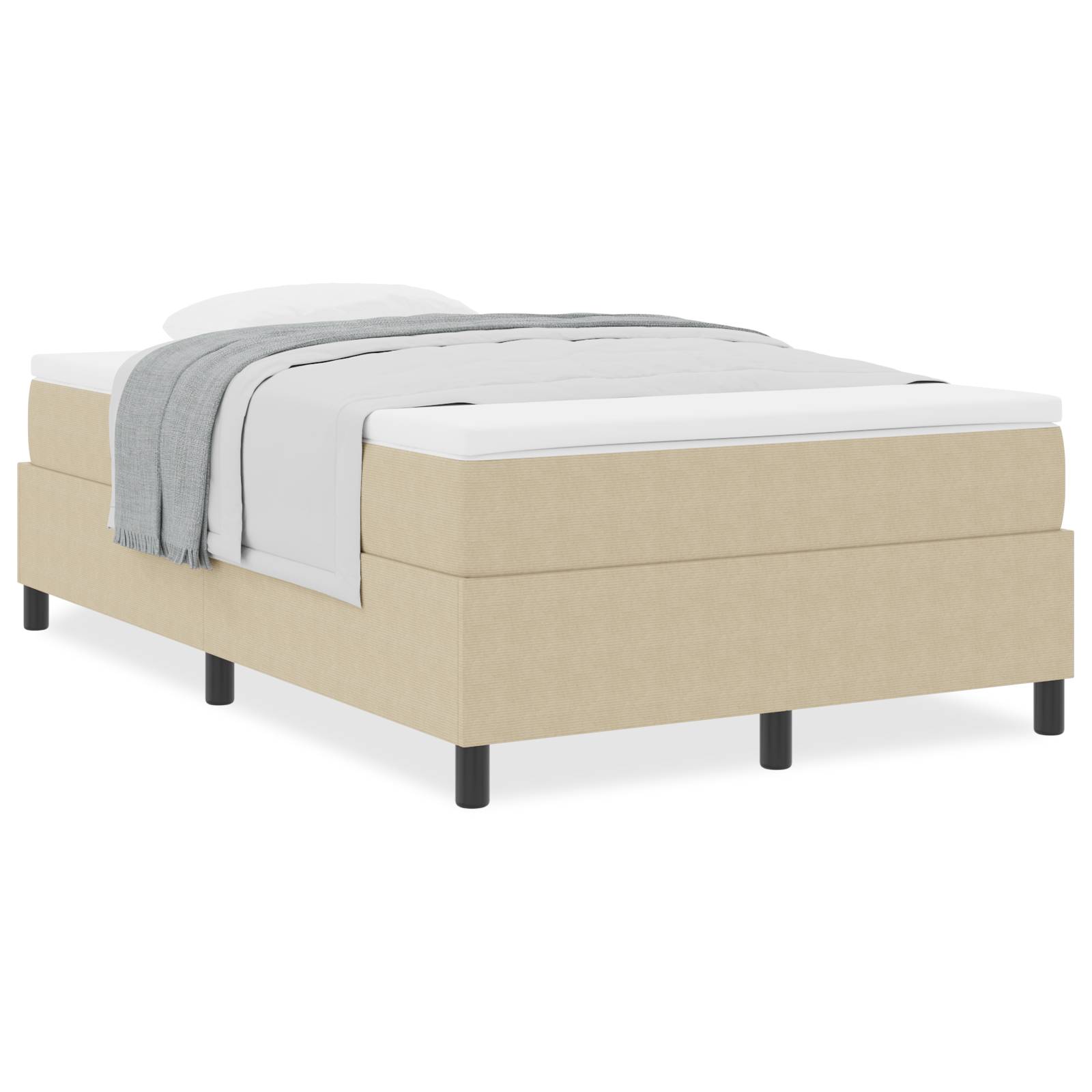 vidaXL Boxspringbett mit Matratze in Hellgrün und Grau, Kleines Doppelbett, aus Cord-Stoff