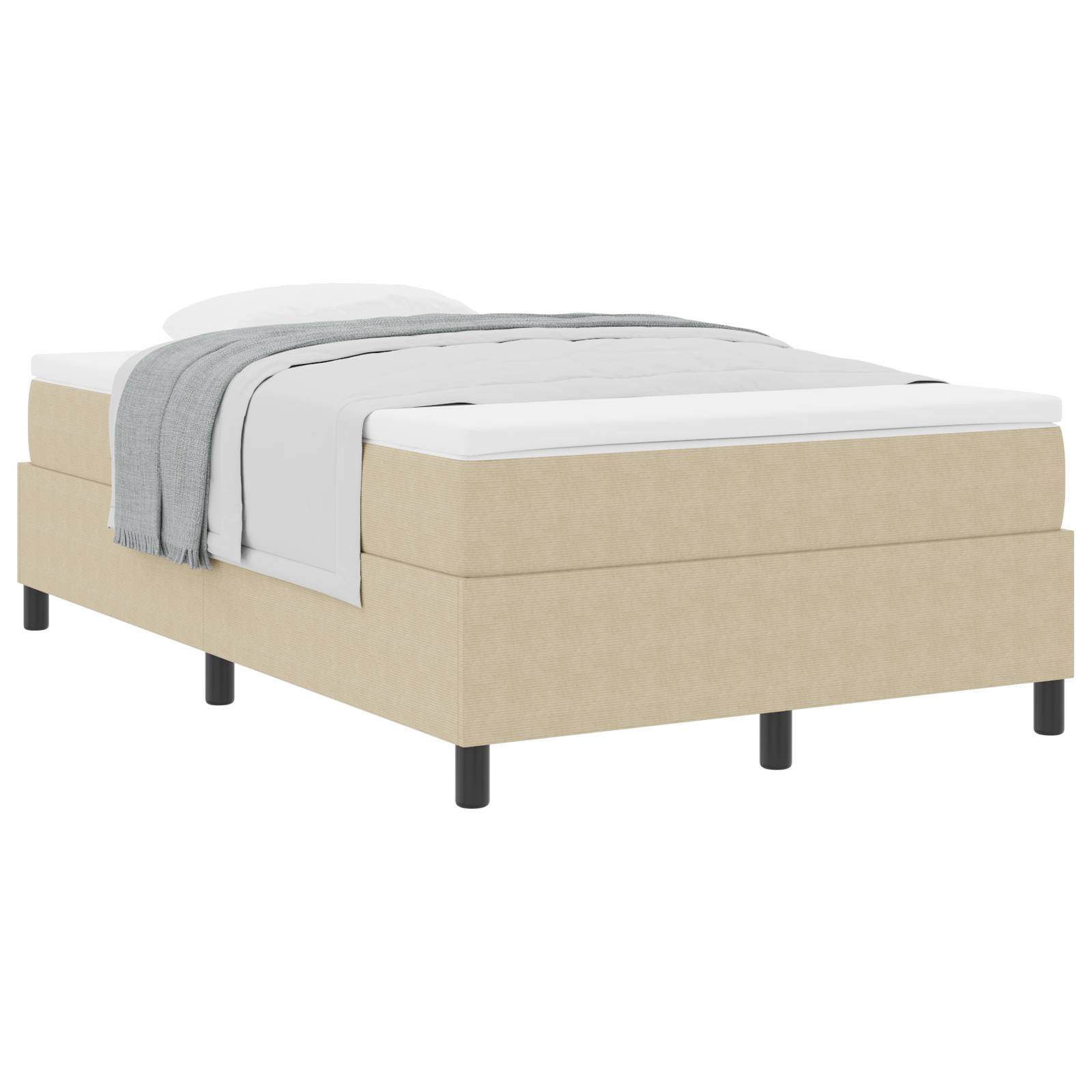 vidaXL Boxspringbett mit Matratze in Hellgrün und Grau, Kleines Doppelbett, aus Cord-Stoff