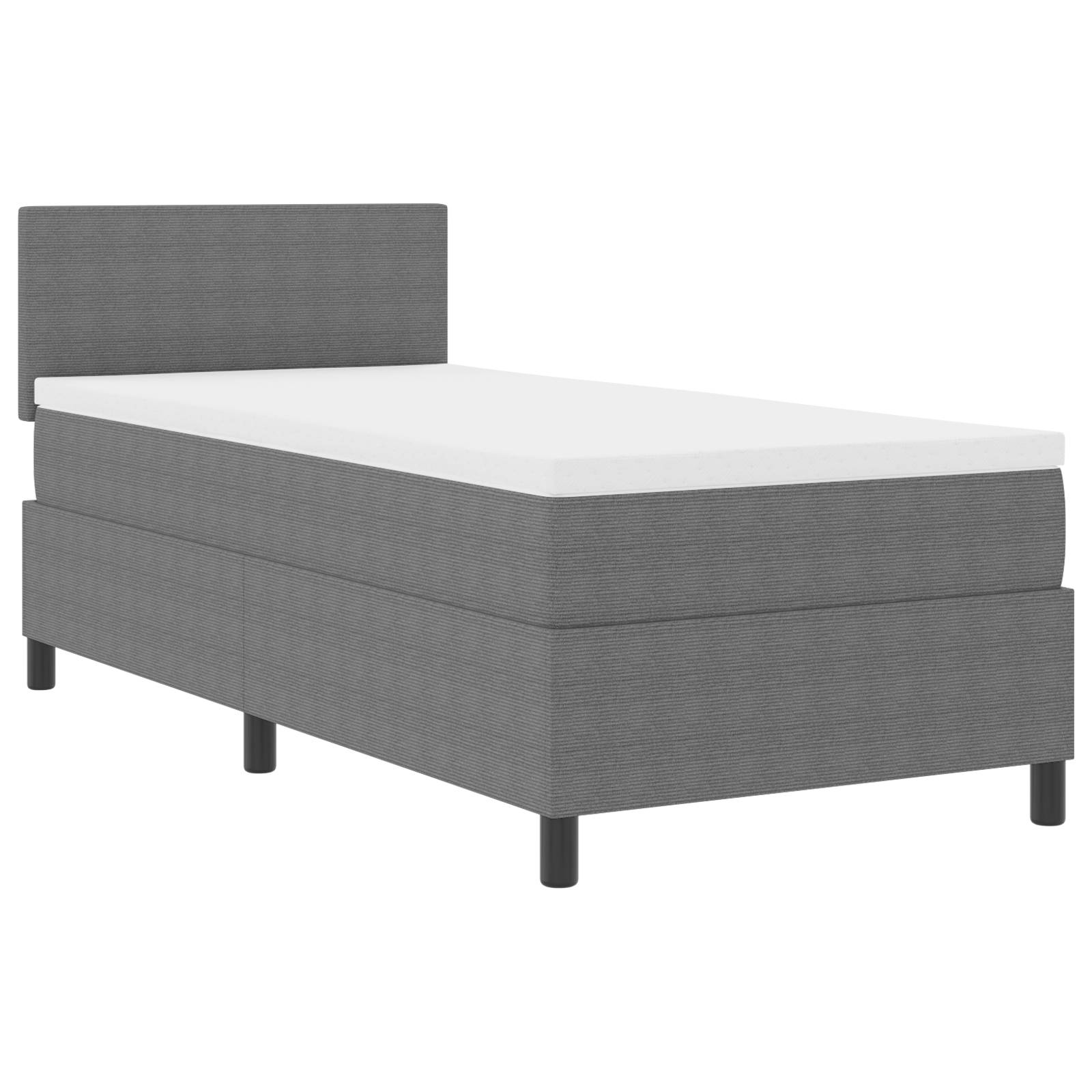 vidaXL Boxspringbett mit Matratze Hellgrau 80x200 cm Cordstoff