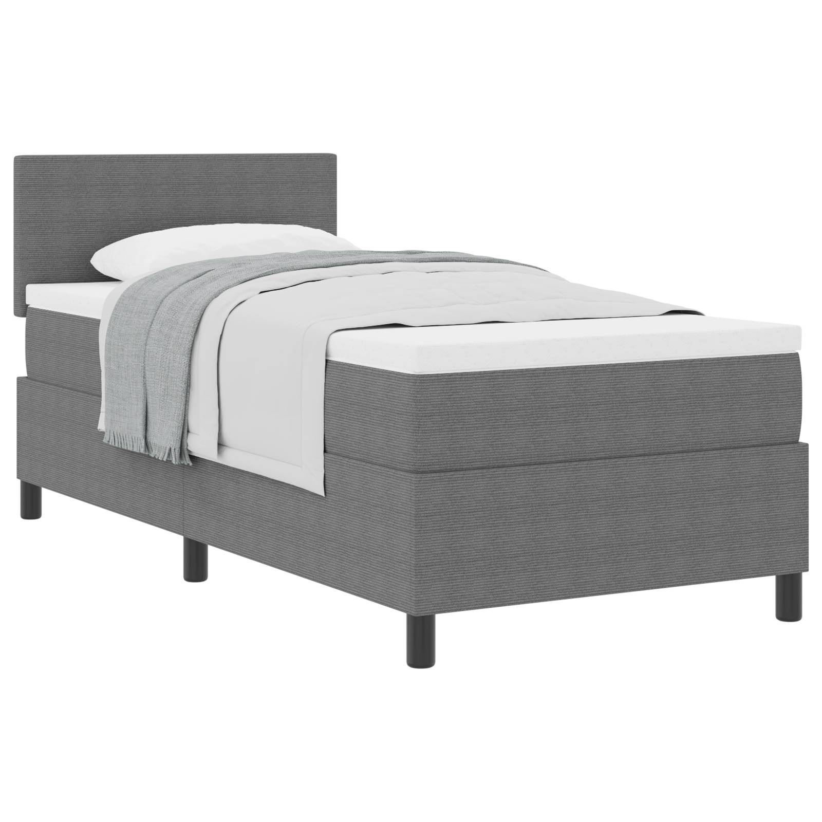 vidaXL Boxspringbett mit Matratze Hellgrau 80x200 cm Cordstoff