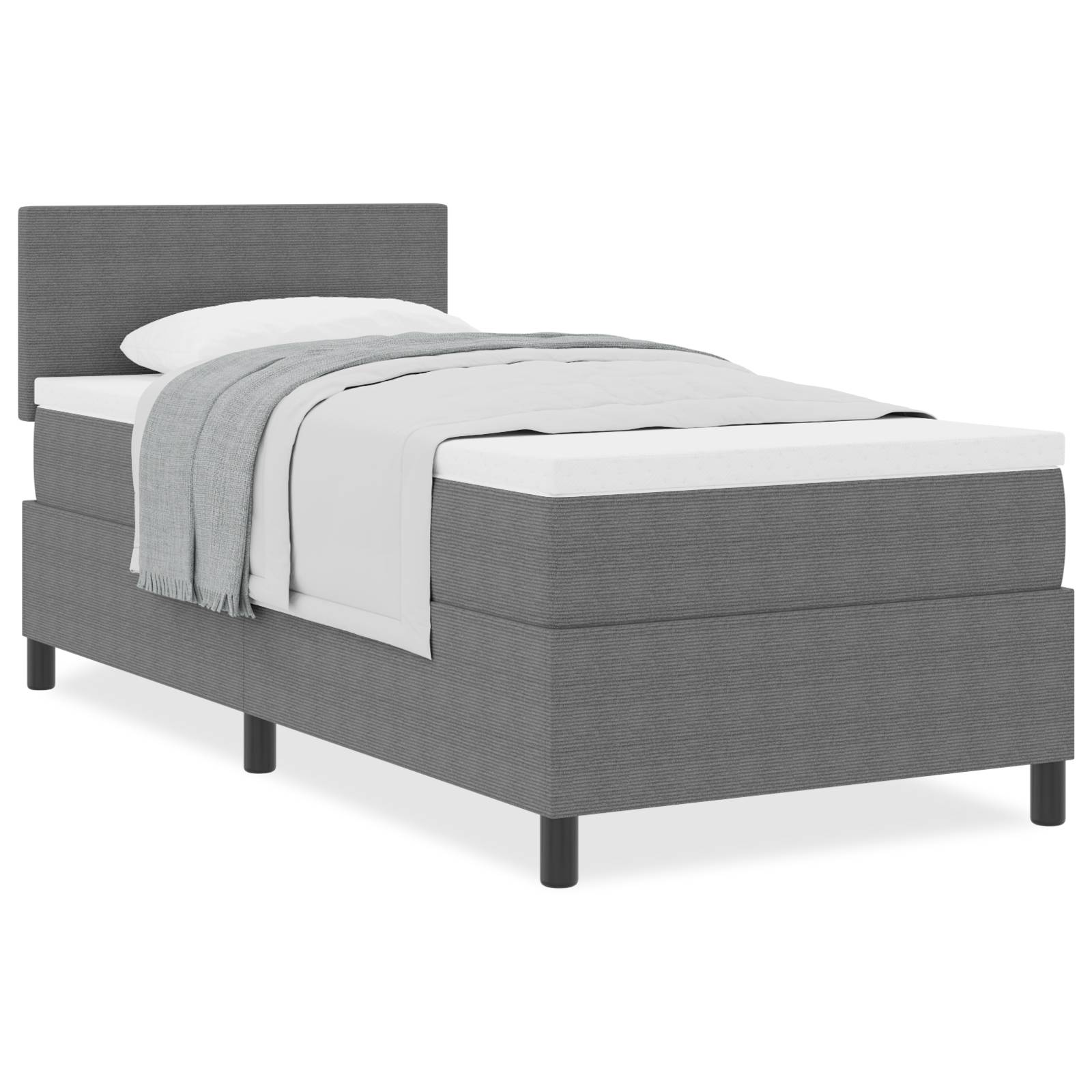 vidaXL Boxspringbett mit Matratze Hellgrau 80x200 cm Cordstoff